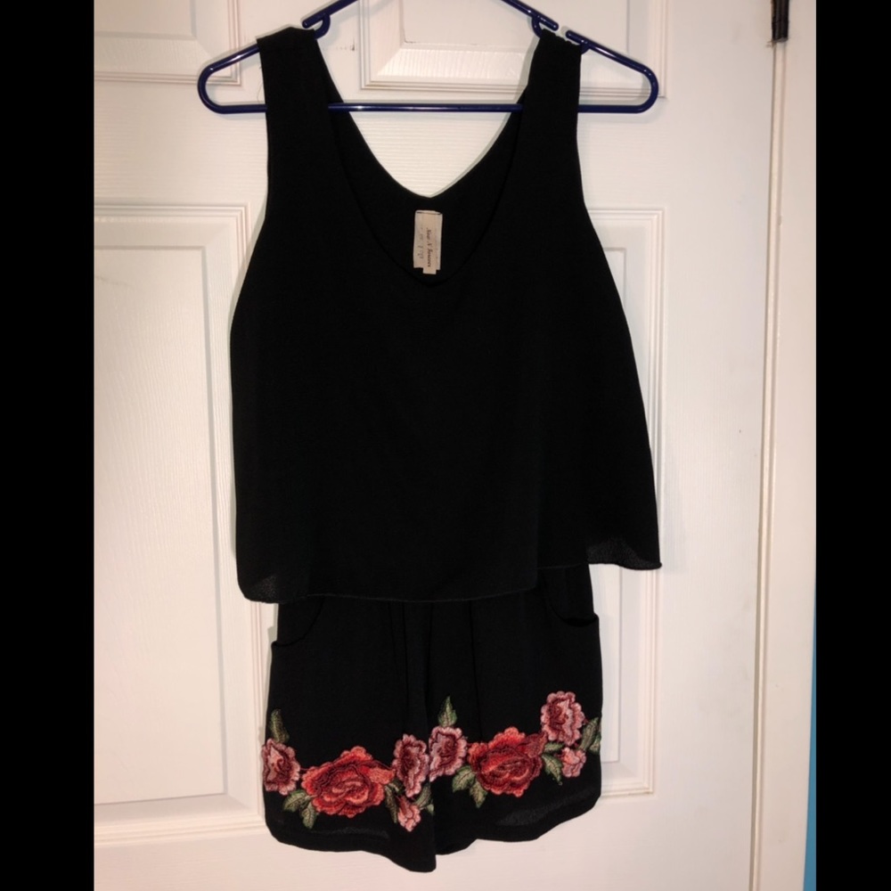 Romper with Embroidered Roses